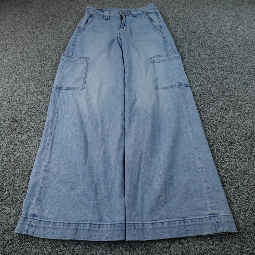 American Eagle Jeans Womens 6 Light Blue Denim Pants Hi Rise‎ Baggy Wide Strech